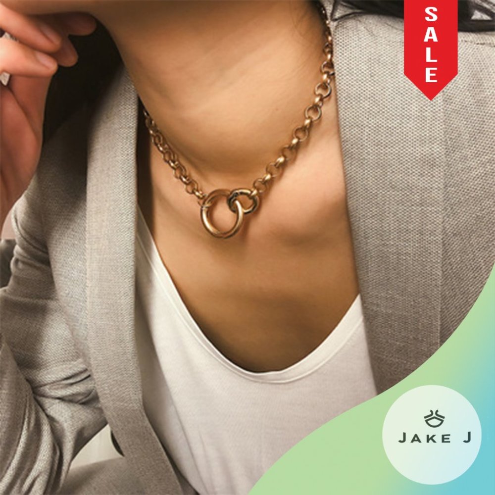 🍑Simple Elegant Metal Hoop Ring Stainless Steel necklace One Size